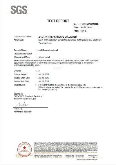 SGS test report supporting ZHENAN ferro manganese supply SGS test report supporting ZHENAN ferro manganese supply